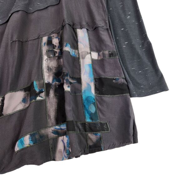 MADO ET LES AUTRES Top Womens 4 Black Long Sleeve Asymmetrical Artsy France - Picture 3 of 12